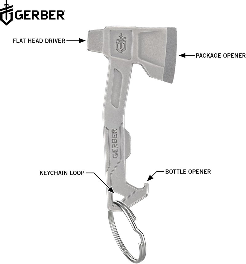 Gerber Gear Hatchet Keychain 3-in-1 Multitool, Clips to Pocket or Keychain with Bottle Opener, Flathead Driver, Package Opener, EDC Gear for Everyday Carry - Image 2